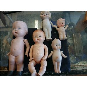 5 VINTAGE DOLLS ONCLUDING KEWPIE DOLLS